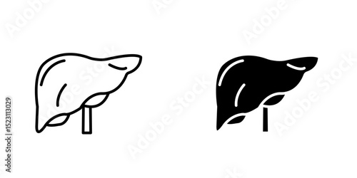 Human Organs Icon (Liver), True Black Icon, liver outline icon on white background