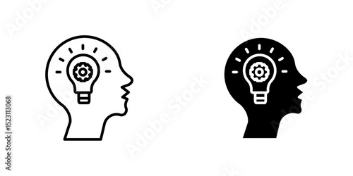 Operation of thinking. Understand. Mastering new content. Semantic perception of information. outlined and filled Vector linear icon isolated on white background.
