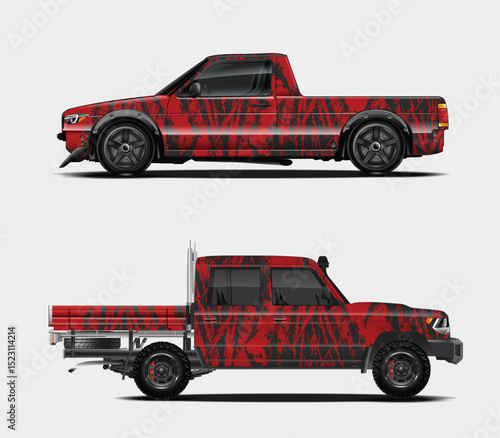 Red and Black Custom Truck Wraps Design Templates