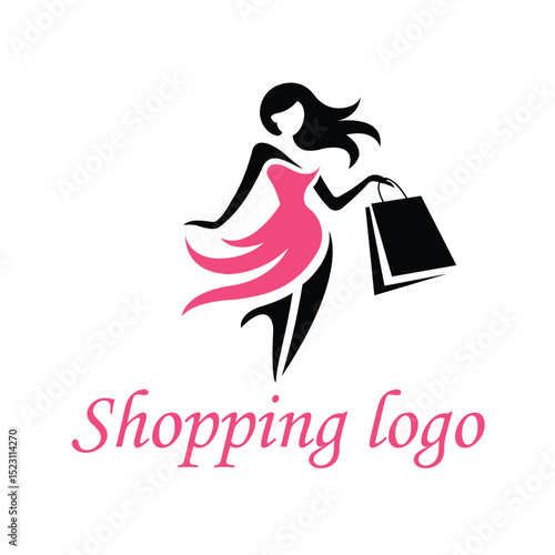 Stylish Woman Shopping Logo - Fashion, Boutique & Retail