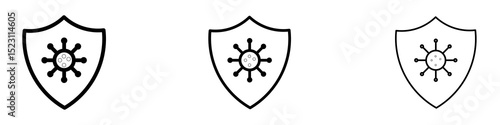 Virus protection shield icons for web site, mobile application. Logo illustration.