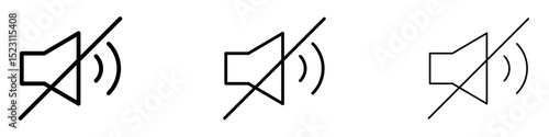 Mute sound icons for web site, mobile application. Logo illustration.