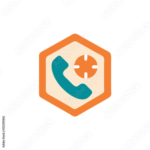 Vector icon of phone communication symbol in hexagonal design for digital marketing and support
