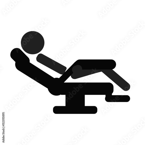 A man lying on a dental chair in a medical facility on a transparent background