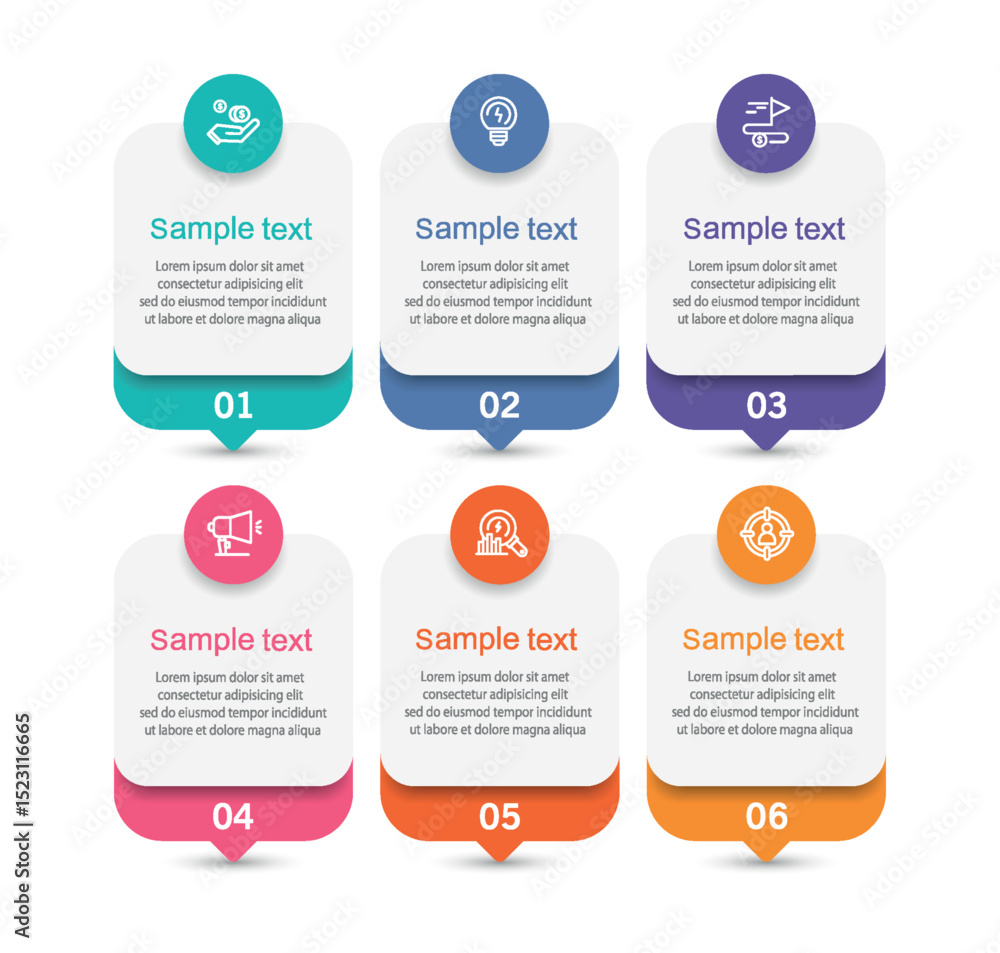 Business infographic vector design template with 6 options, steps or processes. Can be used for workflow layout, diagram, annual report, web design Business infographic vector design template with 6 options, steps or processes. Can be used for workflow layout, diagram, annual report, web design