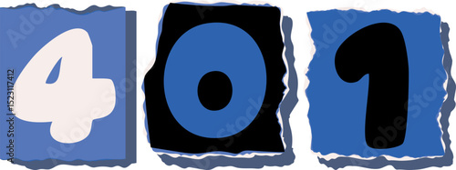 401 Retro torn paper number Design art