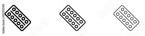 Blister drug pack icons for web site, mobile application. Logo illustration.