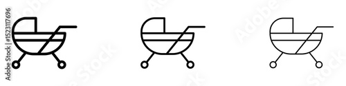 Baby carriage icons for web site, mobile application. Logo illustration.