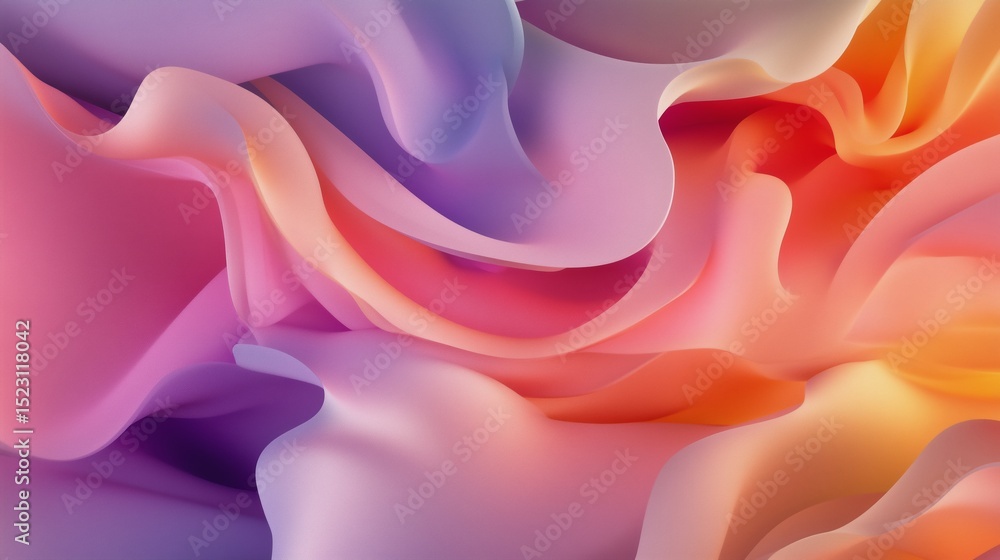 Obraz premium Colorful flowing shapes create a vibrant abstract design with smooth gradients and soft curves