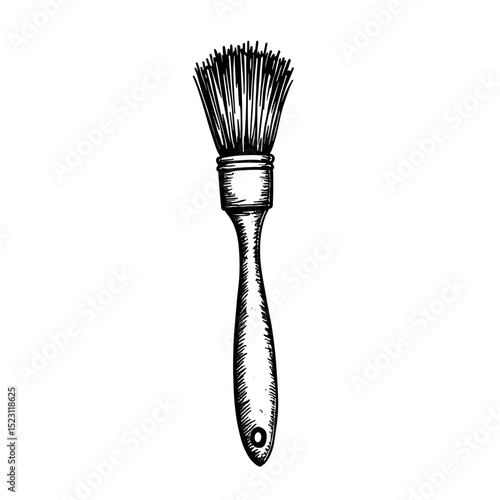 Hand-drawn pastry brush, baking tool illustration, culinary accessory, copy space