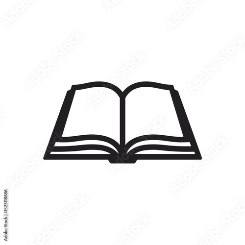 Minimalistic open book icon, education symbol illustration, copy space