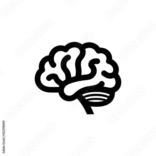Minimalistic brain icon, intelligence symbol illustration, copy space