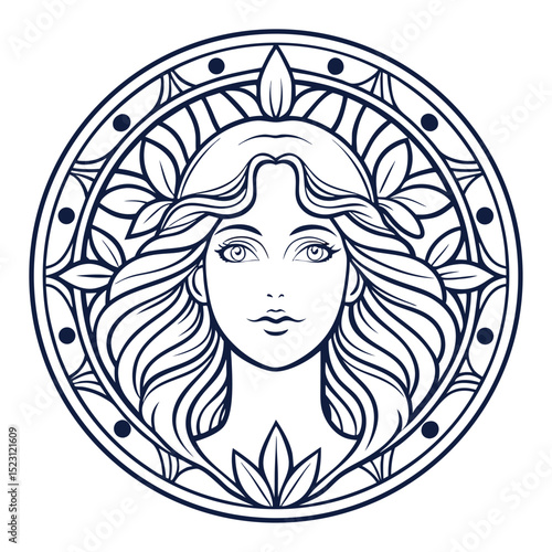 floral profile art nouveau female silhouette 
