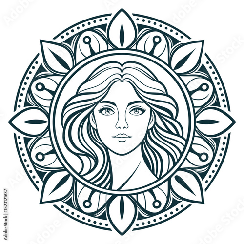 floral profile art nouveau female silhouette 