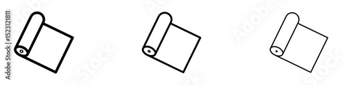 Yoga mat icons. Thin linear graphic pictogram for website