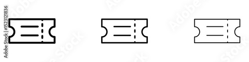 Ticket icons. Thin linear graphic pictogram for website