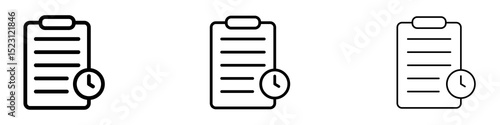 Timesheet icons. Thin linear graphic pictogram for website