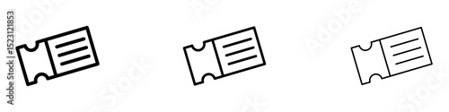 Ticket stub icons. Thin linear graphic pictogram for website