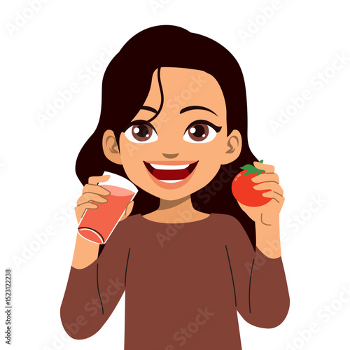 Cartoon of a happy woman en...