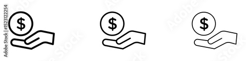 Savings icons. Thin linear graphic pictogram for website
