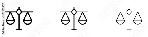 Scales of justice icons. Thin linear graphic pictogram for website