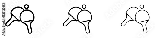 Ping pong icons. Thin linear graphic pictogram for website