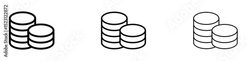 Money coin icons. Thin linear graphic pictogram for website