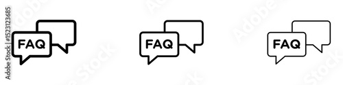 FAQs icons. Thin linear graphic pictogram for website