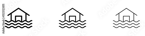 Flood icons. Thin linear graphic pictogram for website