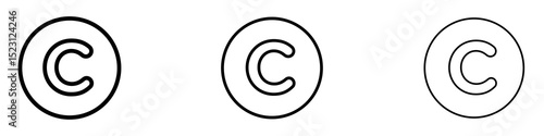 Copyright icons. Thin linear graphic pictogram for website