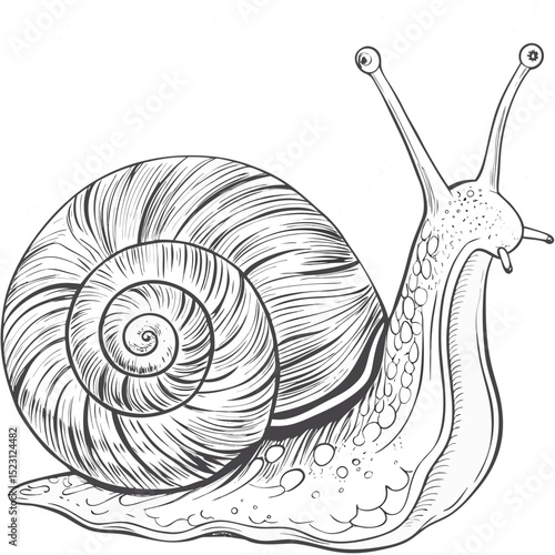 Detailed snail illustration with intricate shell pattern and textured body design