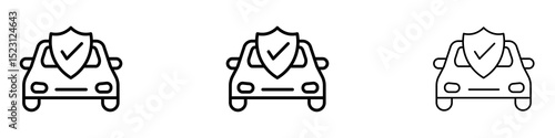 Auto insurance icons. Thin linear graphic pictogram for website
