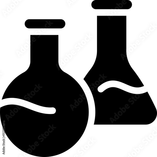 Chemical flasks icon. Silhouette style.