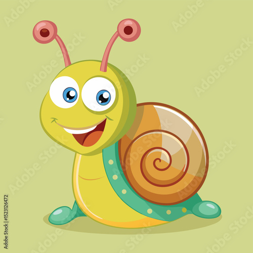 Happy Cartoon Snail Vector Illustration for Children s Books and Educational Materials
