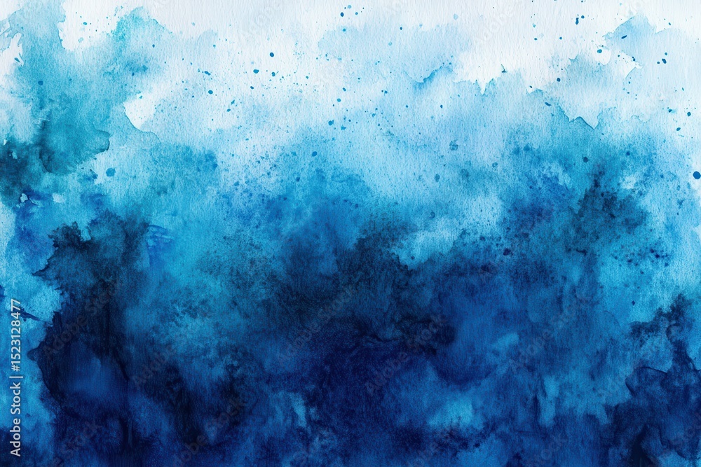 Fototapeta premium Vibrant blue watercolor texture with varying shades creating a serene and calming background effect