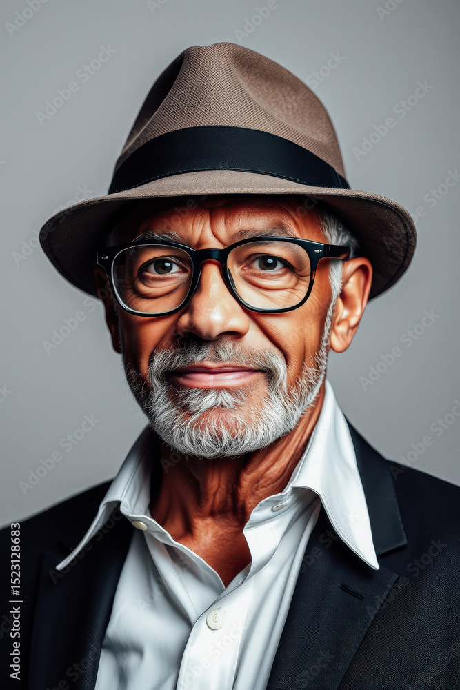 Distinguished Senior Man in a Fedora Hat Distinguished Senior Man in a Fedora Hat