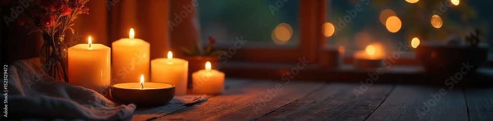 Romantic ambiance created by flickering candlelight illuminating a cozy interior scene Perfect for relaxation, meditation, or a peaceful evening , dim, meditation Romantic ambiance created by flickering candlelight illuminating a cozy interior scene Perfect for relaxation, meditation, or a peaceful evening , dim, meditation