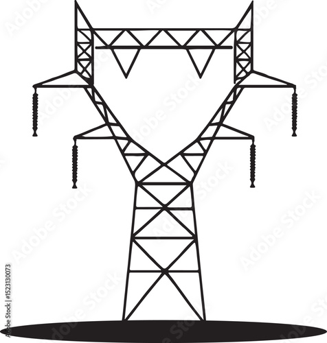 Vector Illustration of High Voltage Electricity Transmission Tower.
