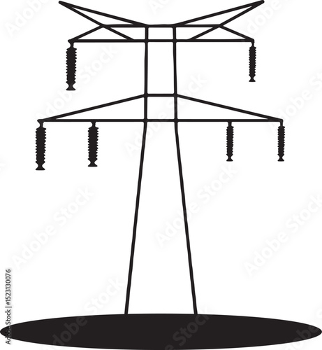 Vector Illustration of High Voltage Electricity Transmission Tower.