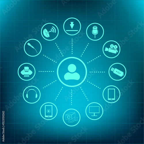 Vector icon on a blue background with a gradient