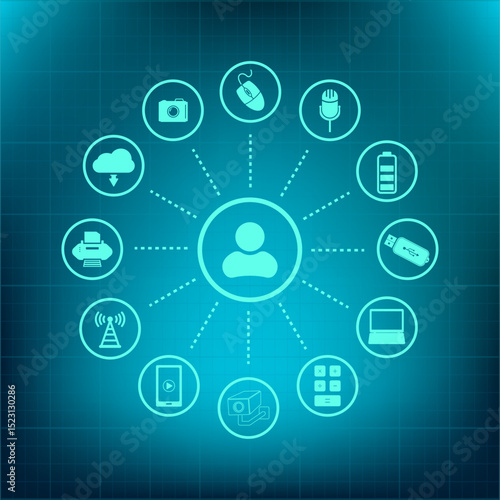 Vector icon on a blue background with a gradient