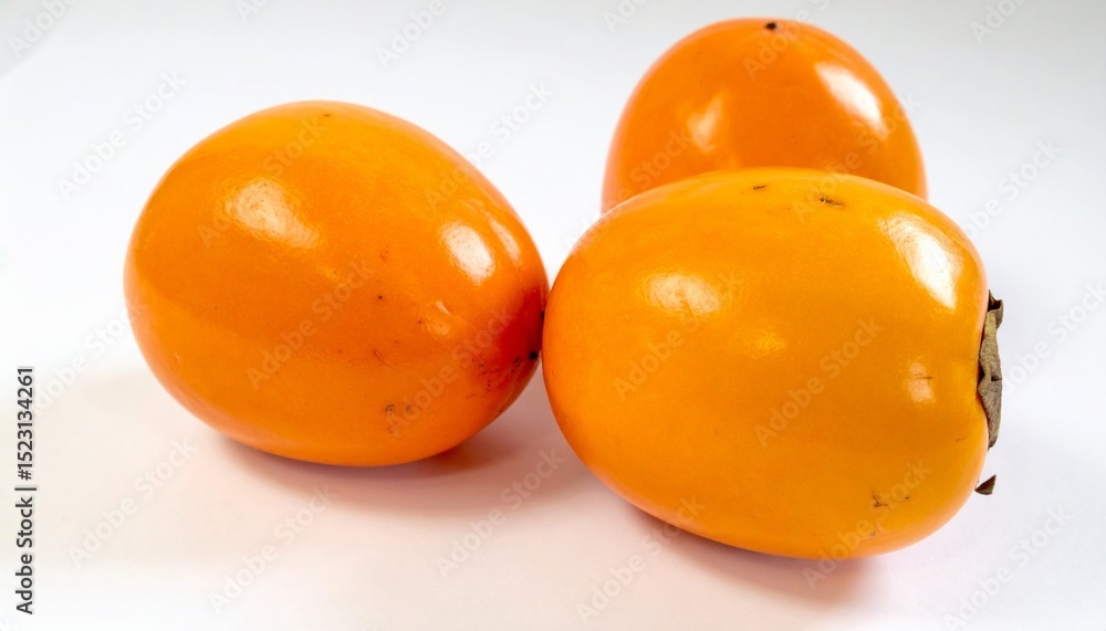 Persimmons on Isolated White Background – Ripe Orange Fruit with Glossy Skin and Soft Texture Under Natural Light Persimmons on Isolated White Background – Ripe Orange Fruit with Glossy Skin and Soft Texture Under Natural Light