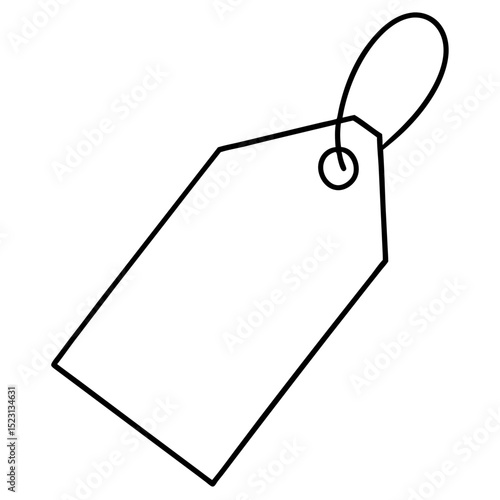 Simple minimalist blank price tag or label outline with a string for product pricing and promotions
