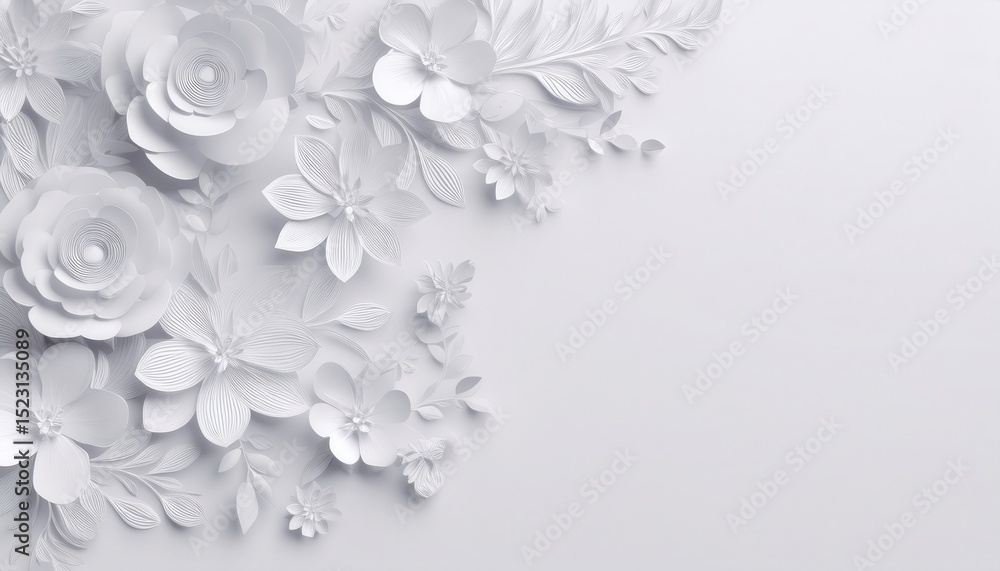 elegant white paper flowers on textured background for luxury branding, wedding print, web banner, or minimalist design layout
elegant white paper flowers on textured background for luxury branding, wedding print, web banner, or minimalist design layout
