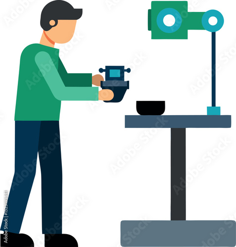 Technician Using an Industrial Grade 3D Scanner for Quality Control