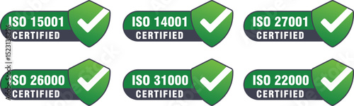Set of ISO Standard Badges – International Certification Vector Icons Collection