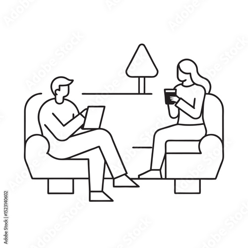 Relaxed Employees In Office Lounge
