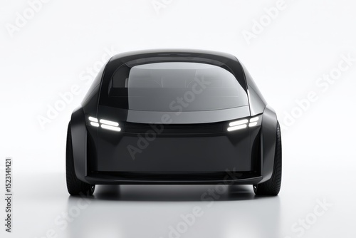 Futuristic electric vehicle featuring sleek curves and modern tech in a minimalist studio