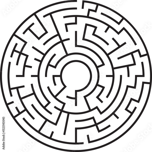 Circular Maze Puzzle Labyrinth Game, Challenge, Path, Solution, Strategy, Brain Teaser, Concentric, 