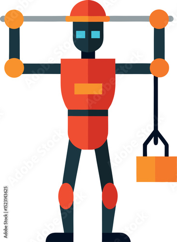 Worker Wearing Exoskeleton Suit to Lift Heavy Industrial Materials
